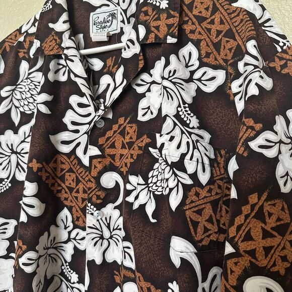 Paradise Style Vintage Hawaiian Brown Floral Extra Large Made In Hawaii - Picture 2 of 4